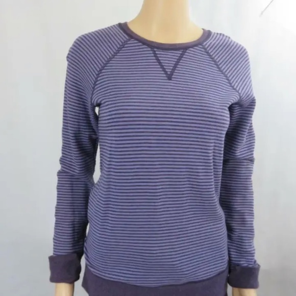 Lululemon Athletic Reversible Stripe Crew Neck Long Sleeve Top Shirt Purple - Picture 11 of 12